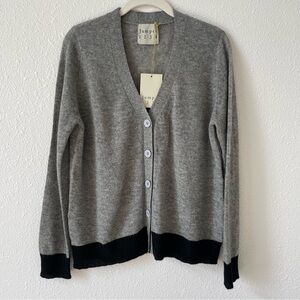 Jumper 1234 Cashmere Contrast Cardigan Size 3 US Medium Luxury Minimalist Office